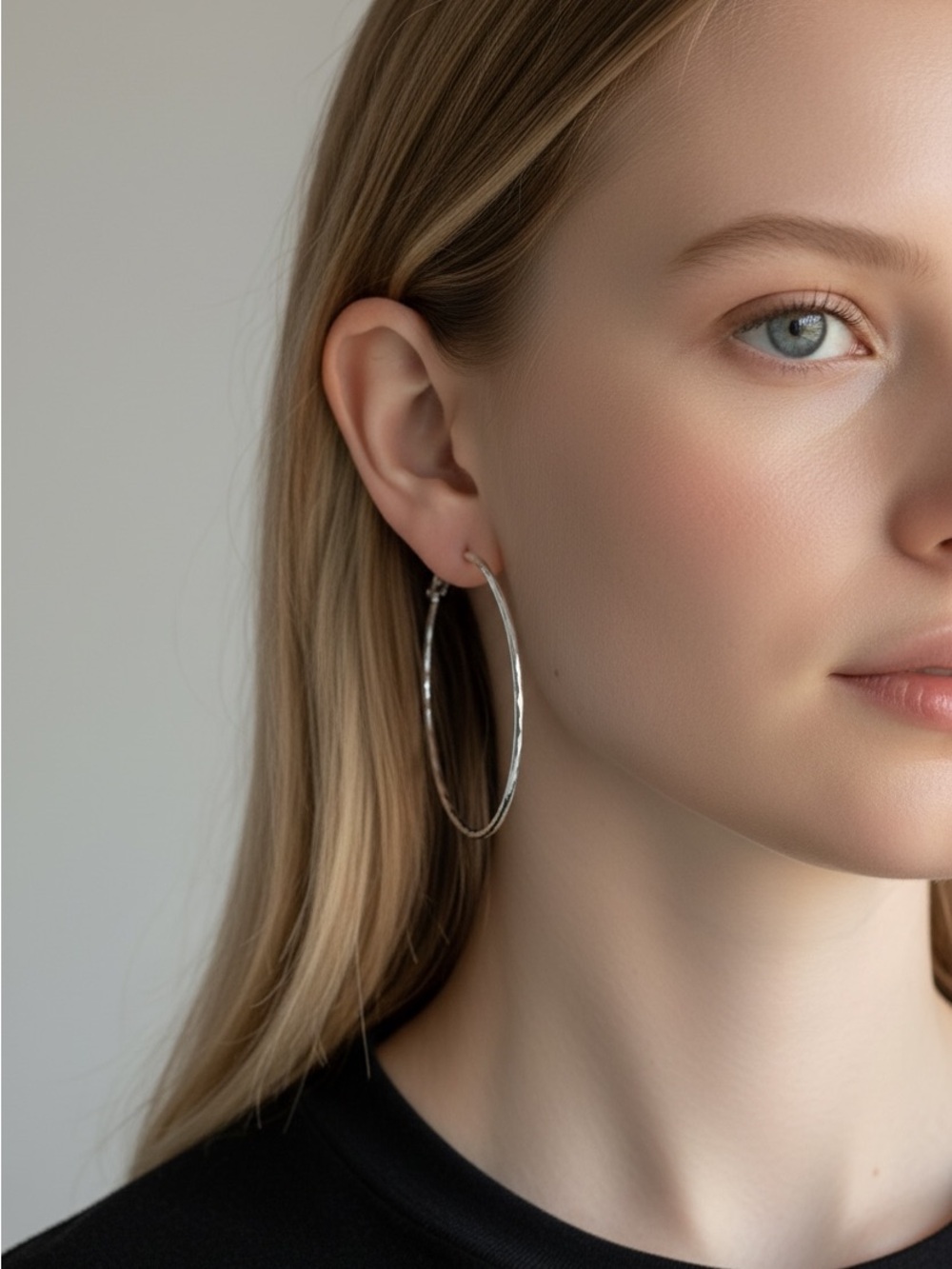 10/1 Nordstrom Silver Hammered Hoop Earrings - Women Jewelry